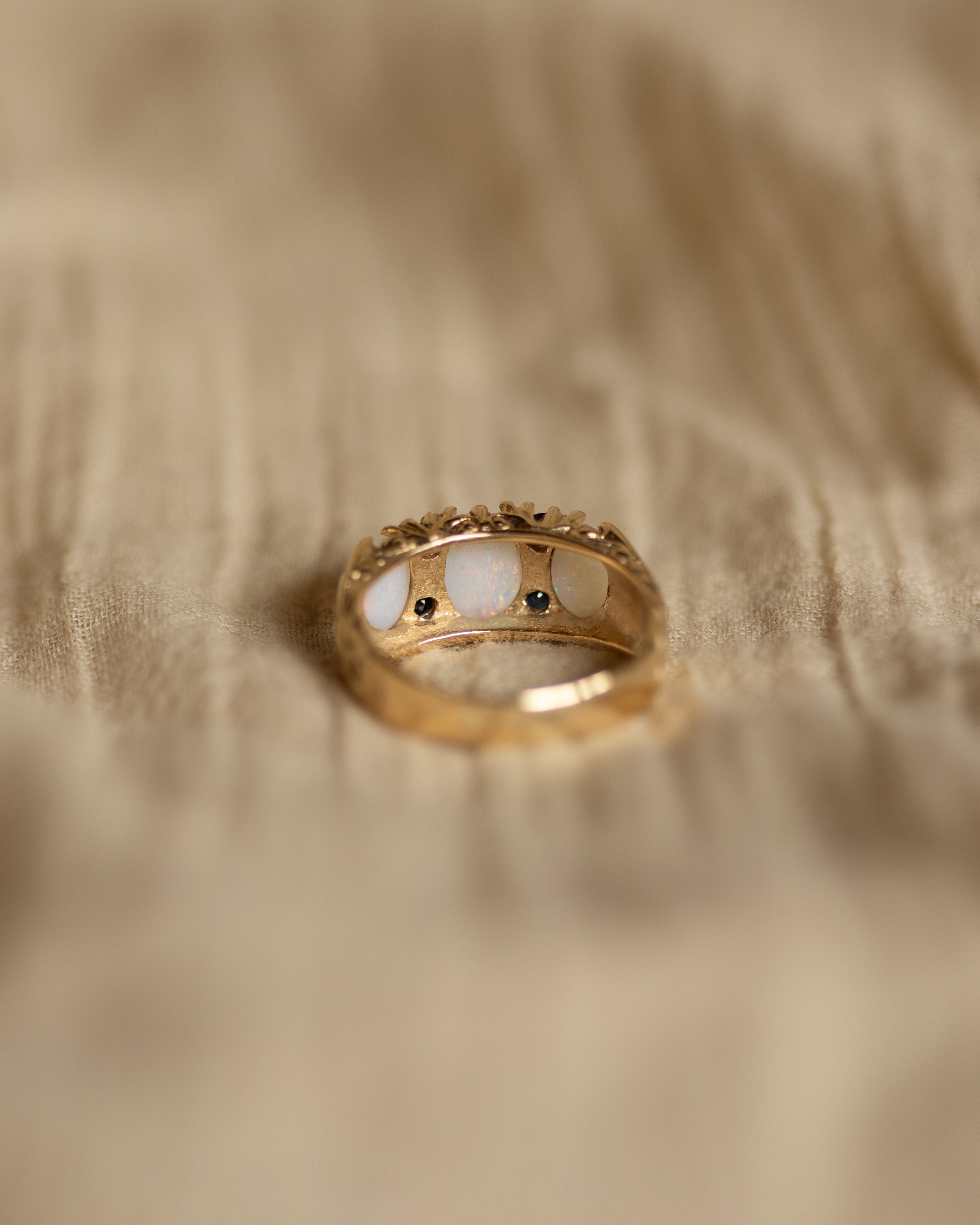 Bertha Vintage 9ct Gold Opal & Sapphire Seven Stone Ring