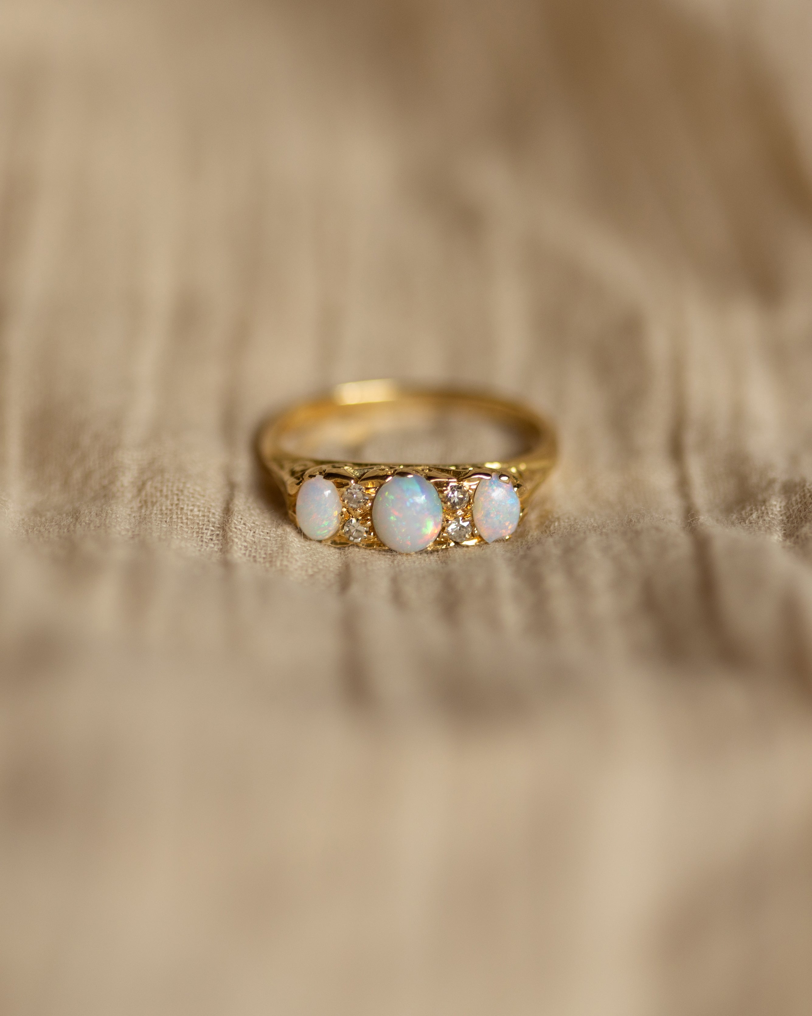 Image of Christabel 1961 Vintage 18ct Gold Opal & Diamond Ring