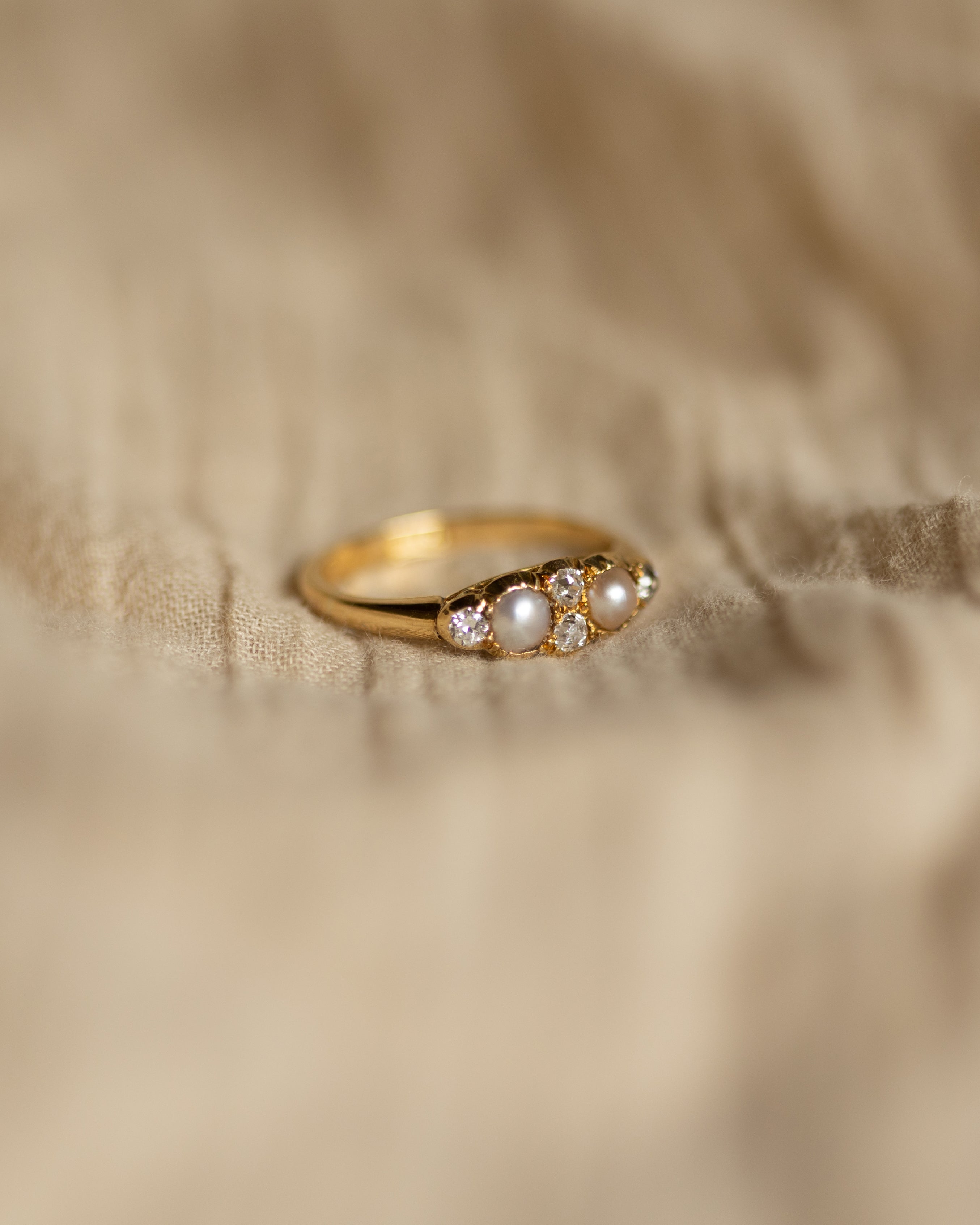 Nancy Antique 18ct Gold Pearl & Diamond Ring