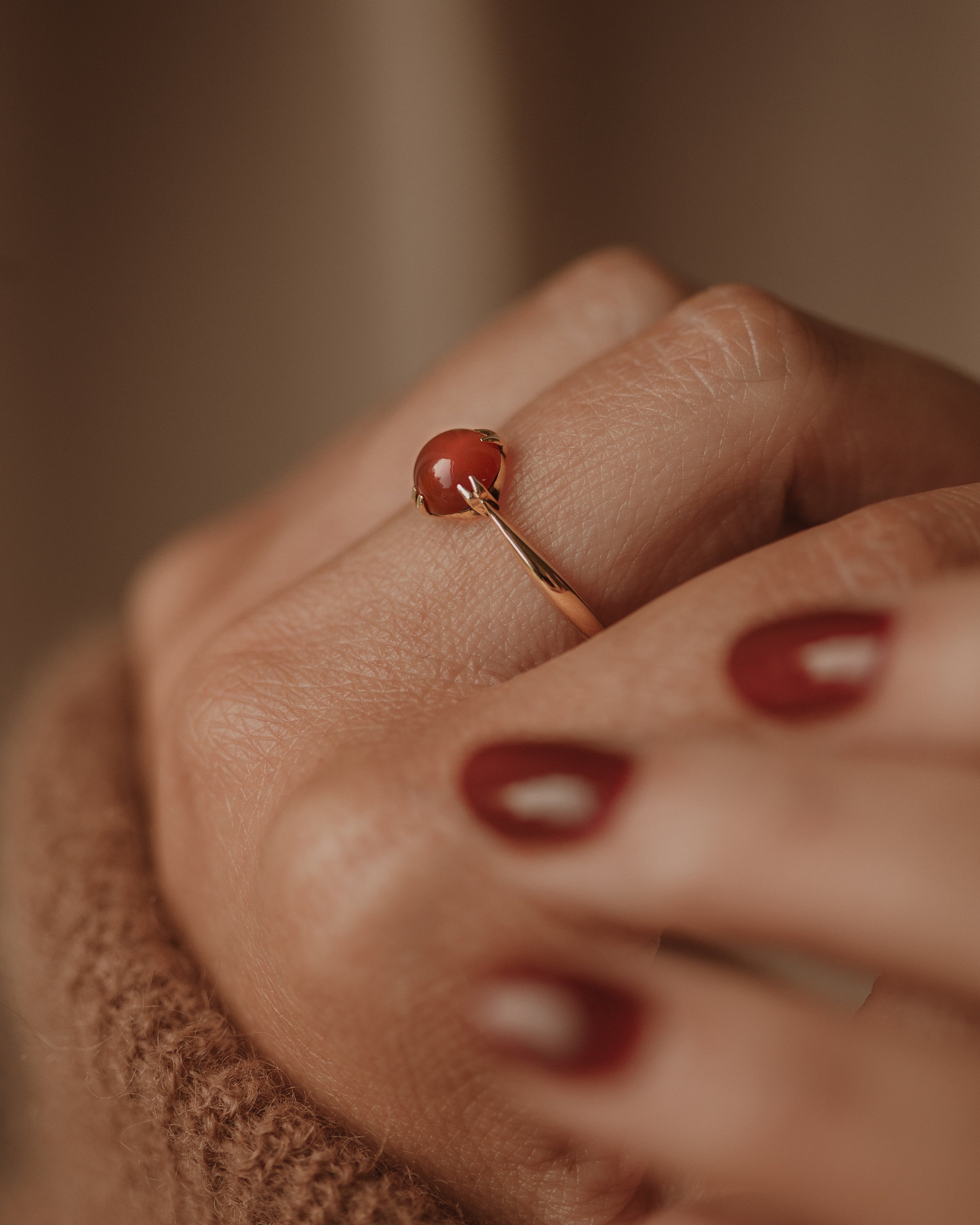 Image of Lenora Antique 18ct Gold Carnelian Solitaire Ring