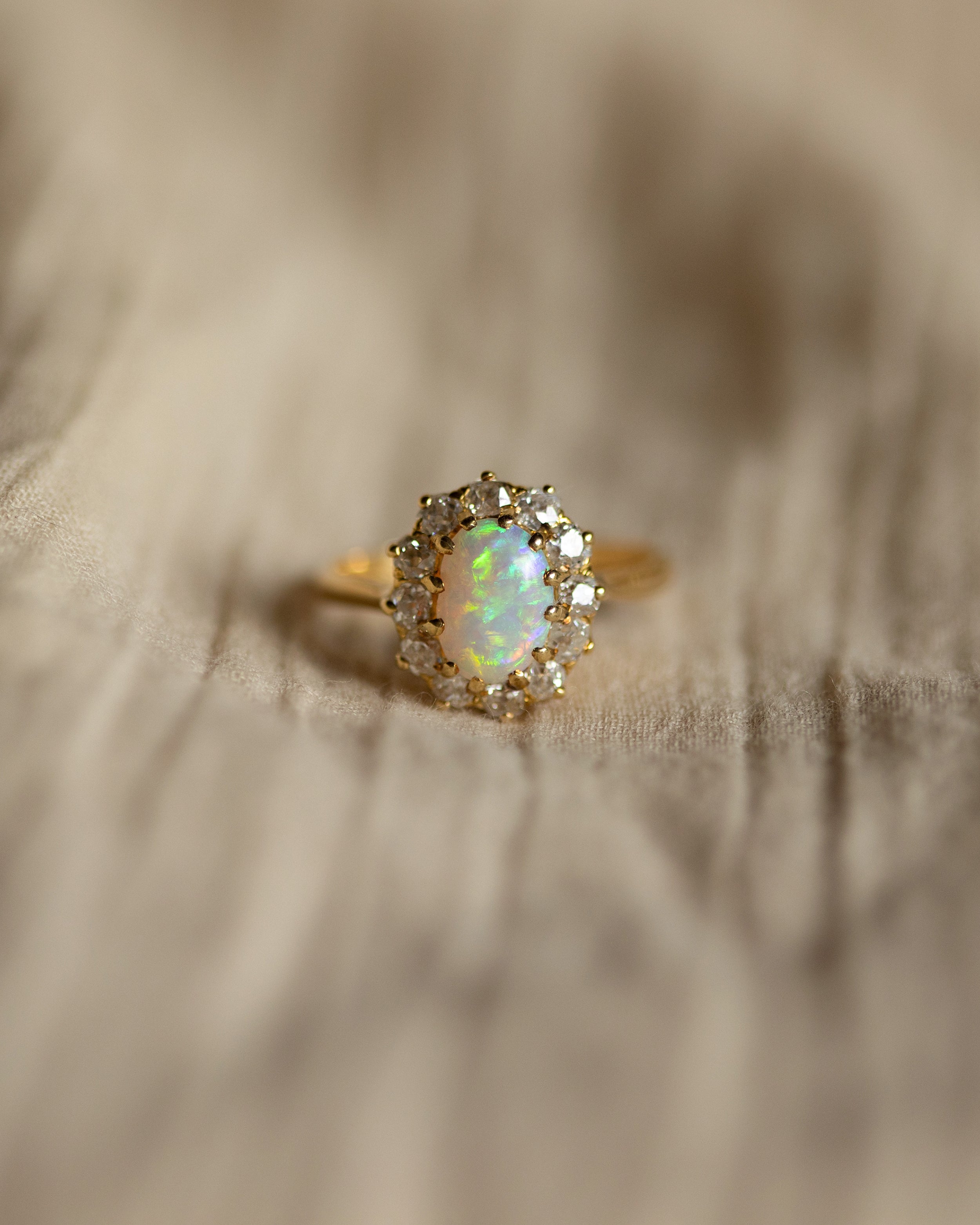 Image of Maeve Antique 18ct Gold Opal & Diamond Cluster Ring