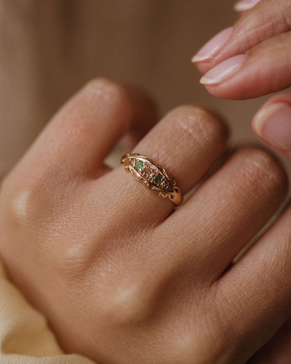 Hazel 1979 Vintage 9ct Gold Emerald & Diamond Ring