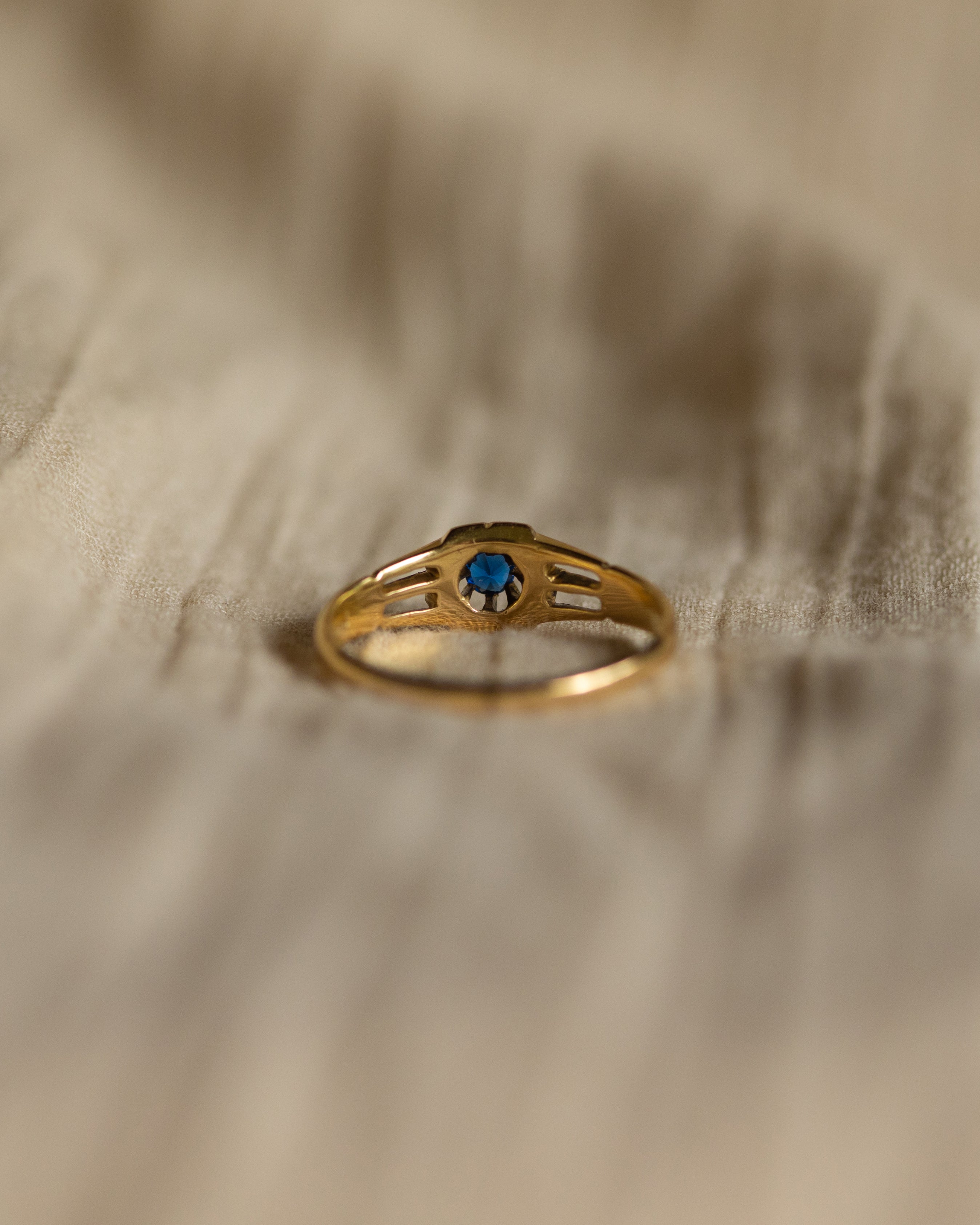 Lottie 1910 Antique 18ct Gold Blue Paste Solitaire Ring