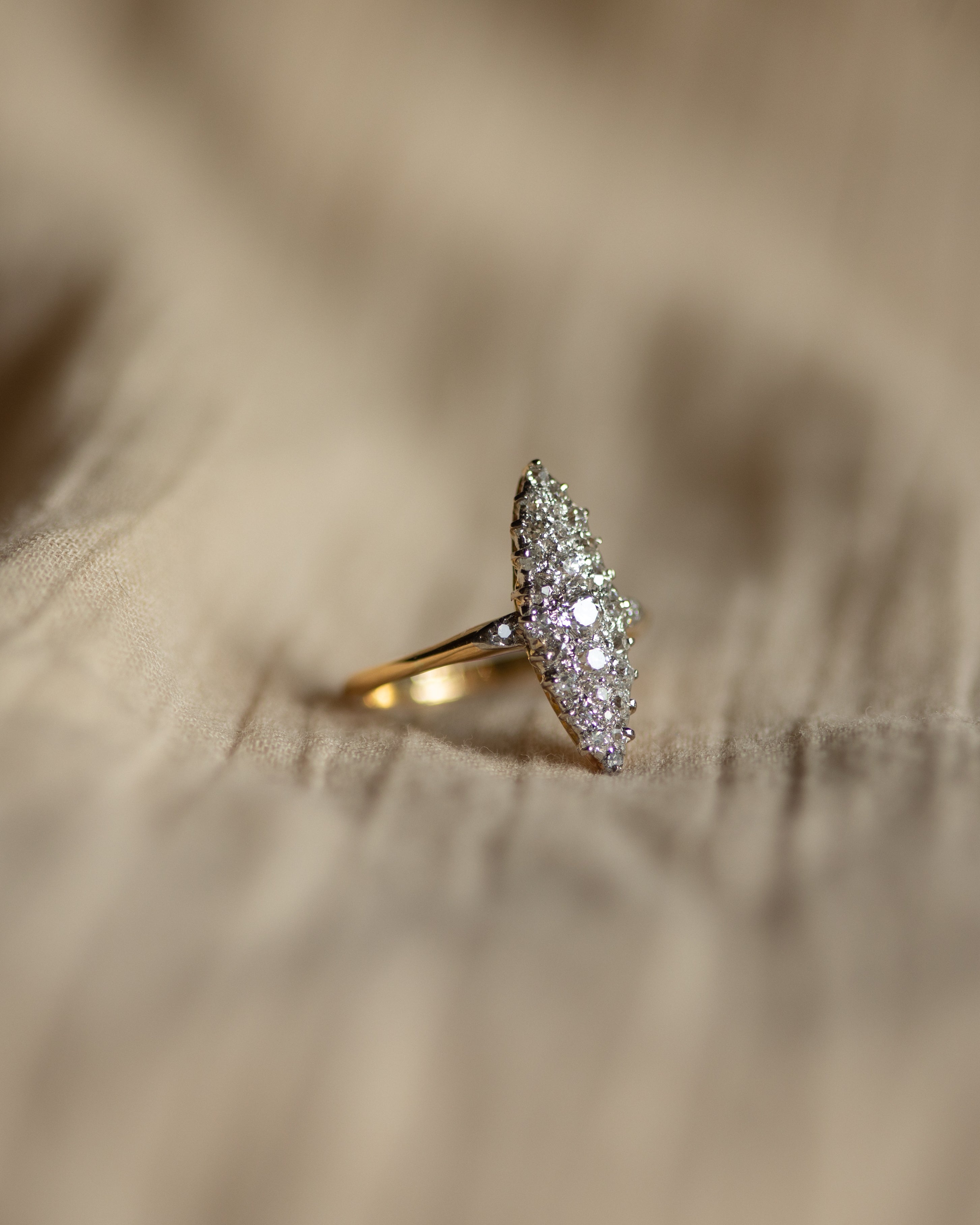 Celeste Antique 18ct Gold Diamond Marquise Ring