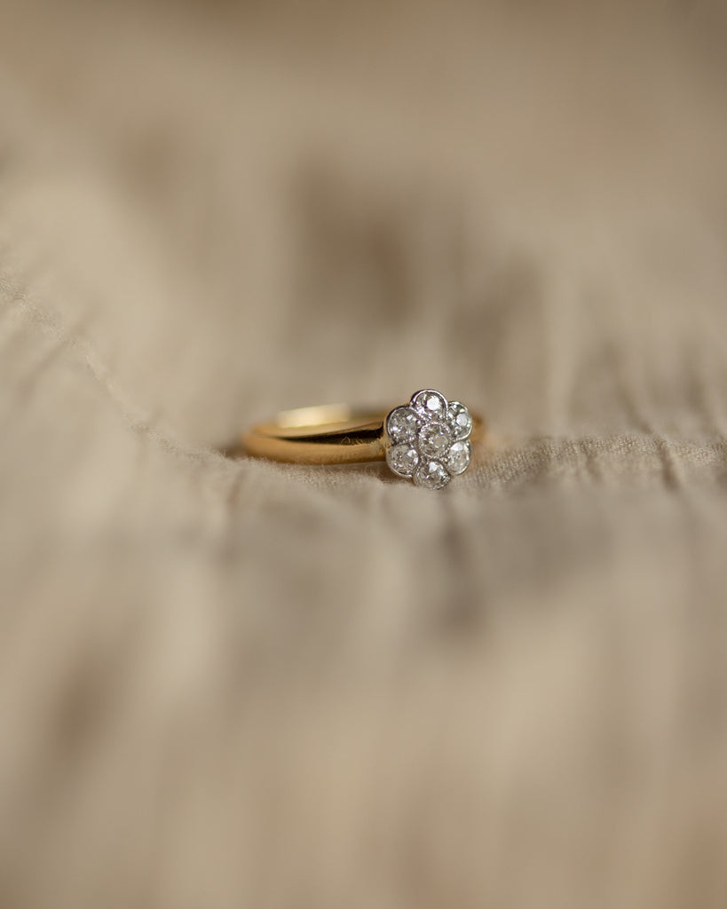Roberta Antique 18ct Gold Diamond Daisy Cluster Ring