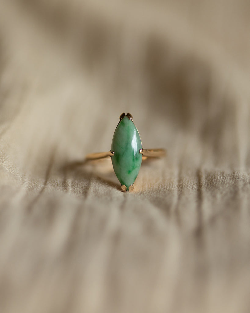 Gretchen Vintage 14ct Gold Jade Marquise Ring