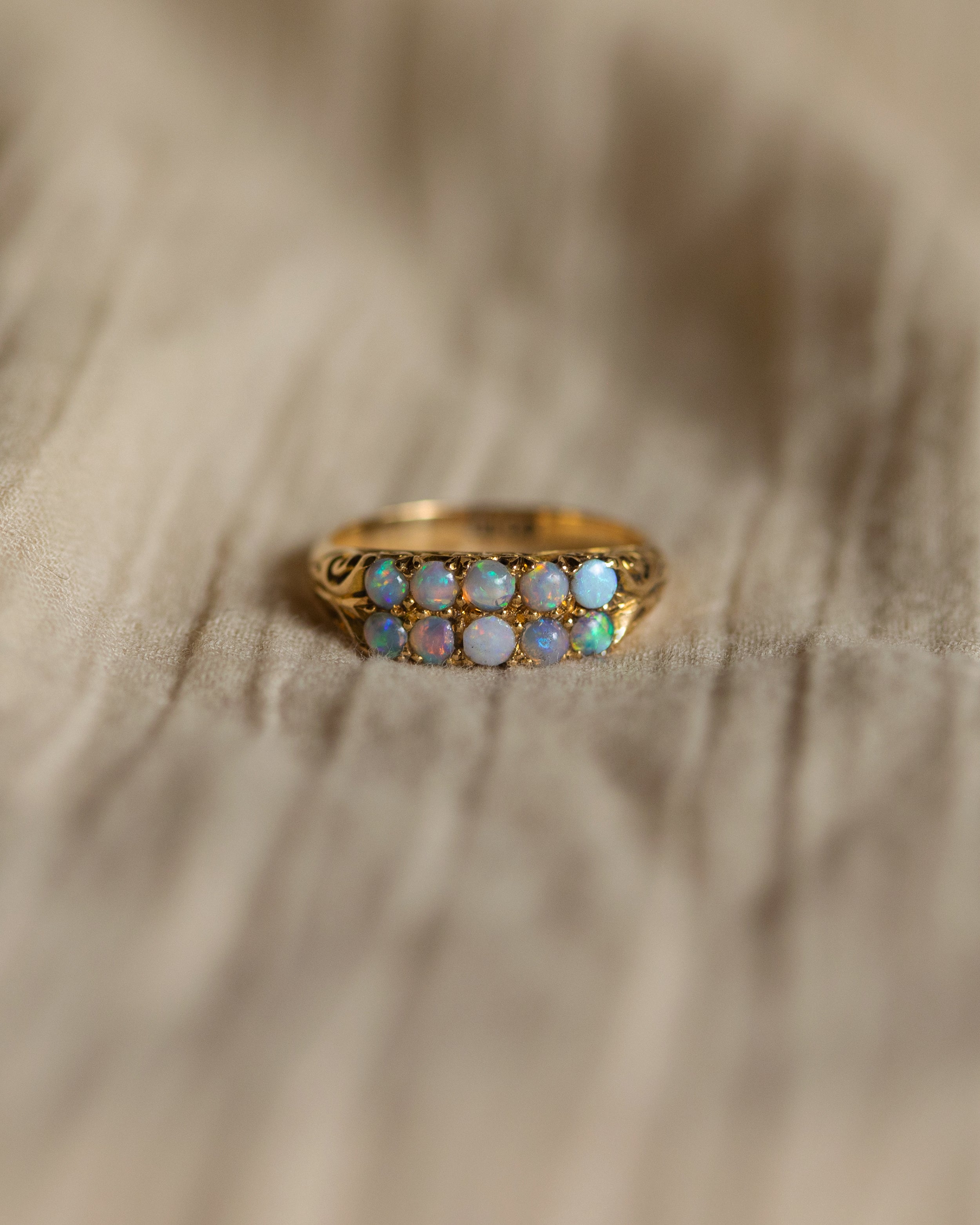 Image of Minerva Antique 18ct Gold Opal Two Row Ring