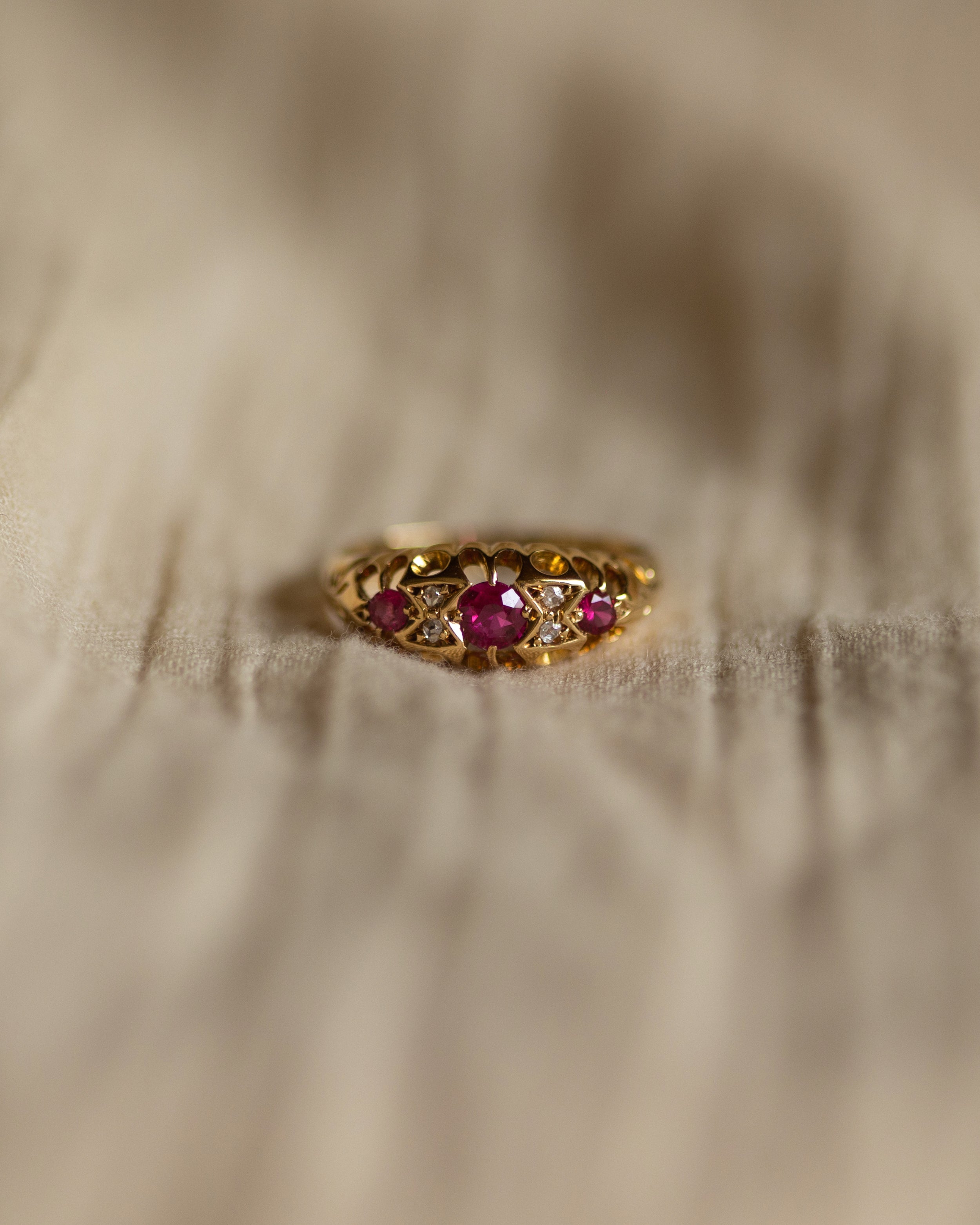 Image of Charlotte 1911 Antique 18ct Gold Ruby & Diamond Ring