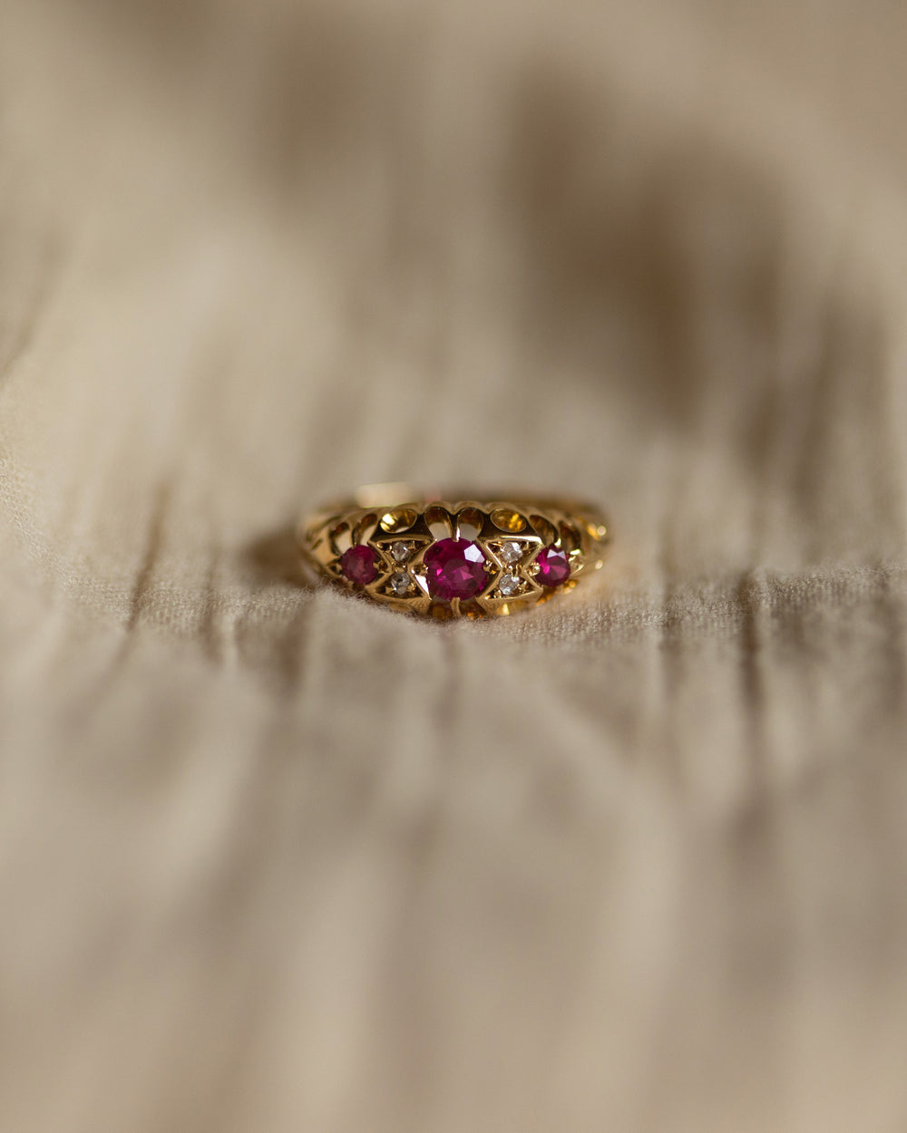 Charlotte 1911 Antique 18ct Gold Ruby & Diamond Ring