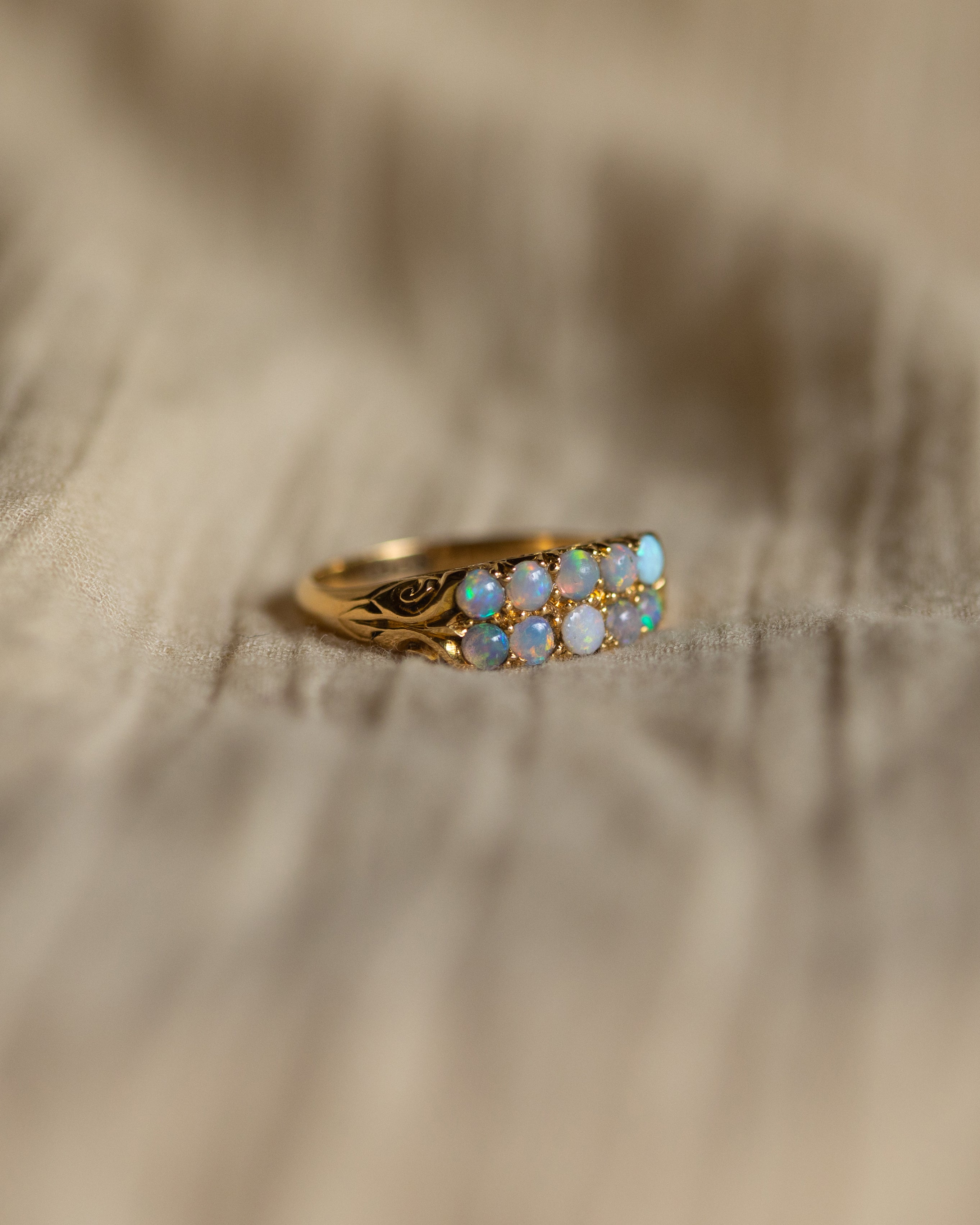 Minerva Antique 18ct Gold Opal Two Row Ring