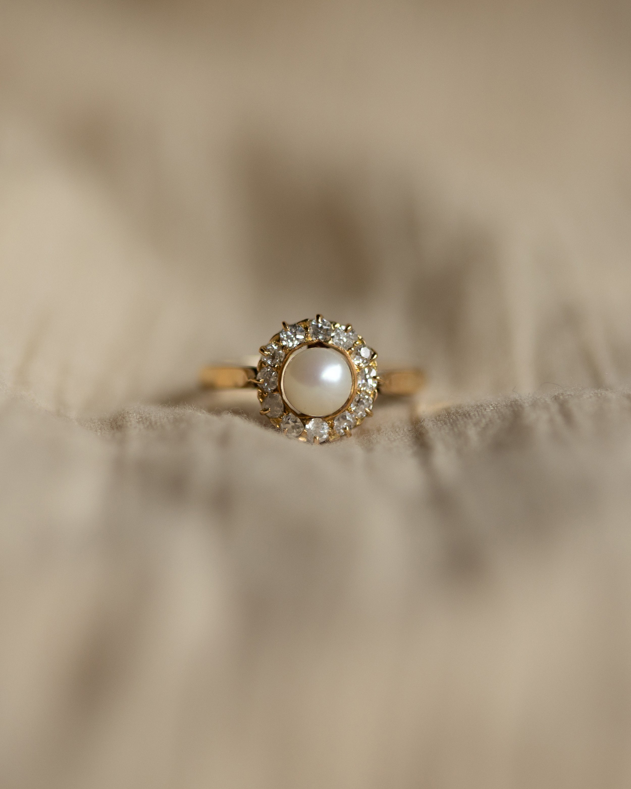 Georgina 1976 Vintage 9ct Gold Pearl & Diamond Cluster Ring