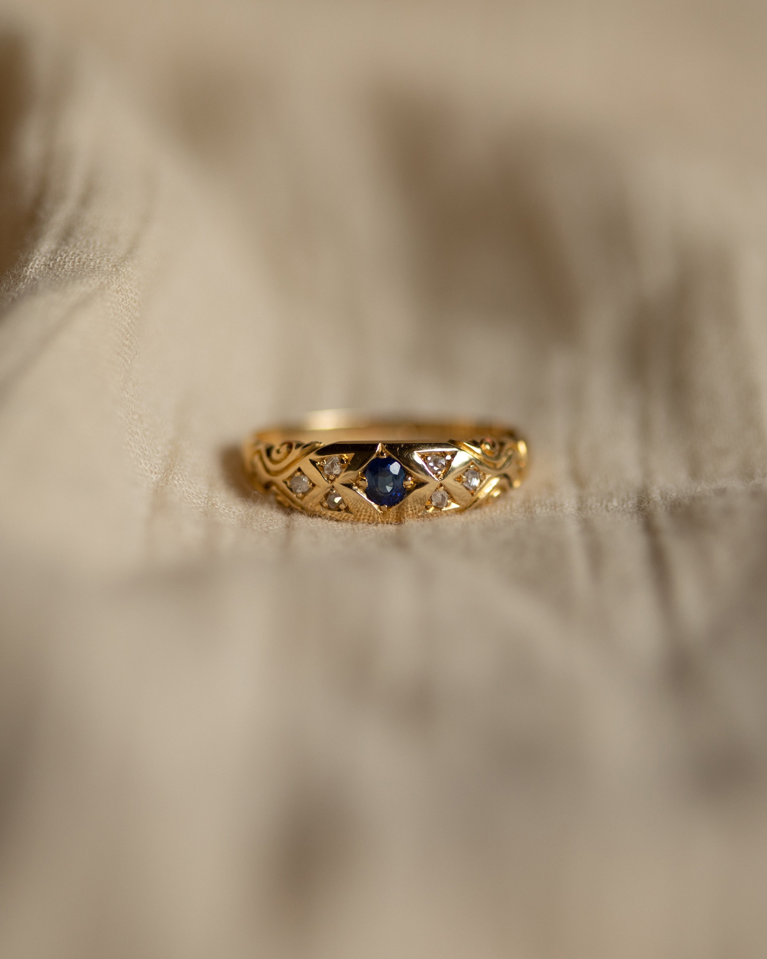 Image of Ethel 1911 Antique 18ct Gold Sapphire & Diamond Ring
