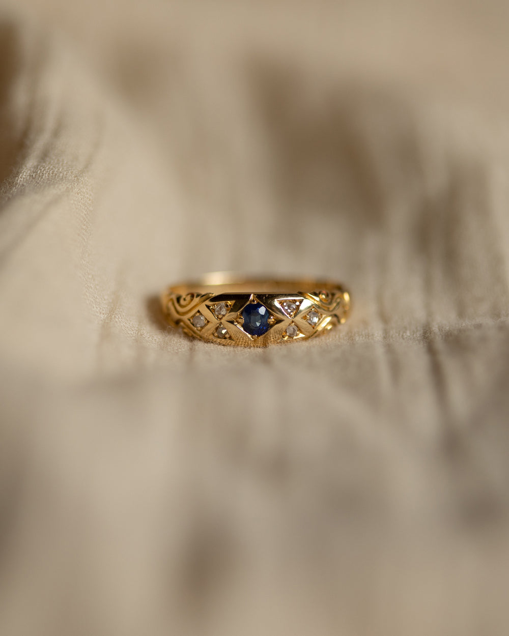 Ethel 1911 Antique 18ct Gold Sapphire & Diamond Ring