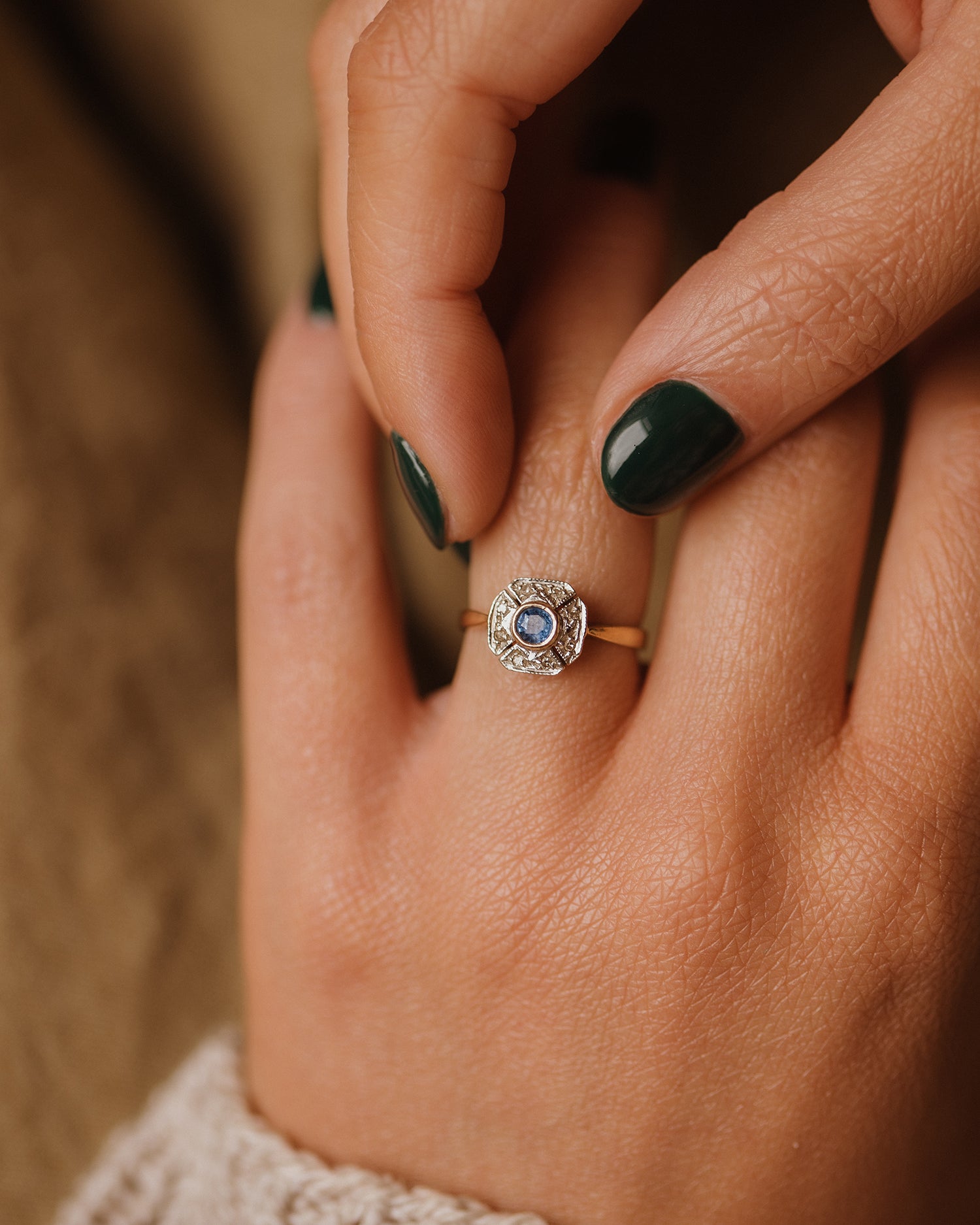 Image of Aethel Vintage 9ct Gold Art Deco Sapphire & Diamond Ring