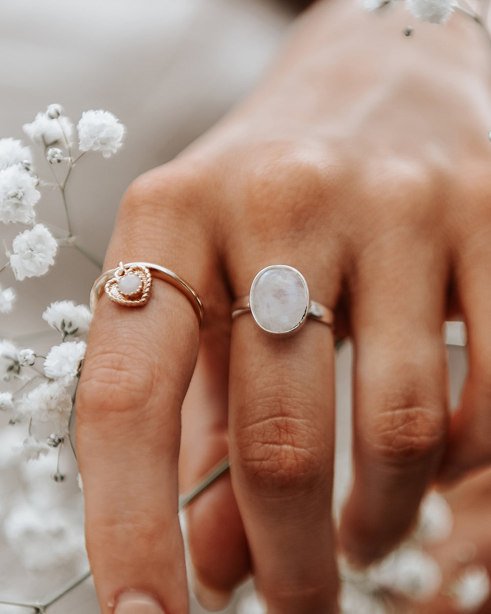 Stone ring silver store