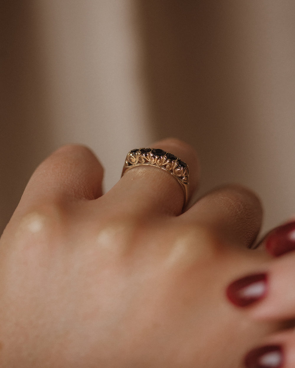 Ethel 1989 Vintage 9ct Gold Sapphire Five Stone Ring