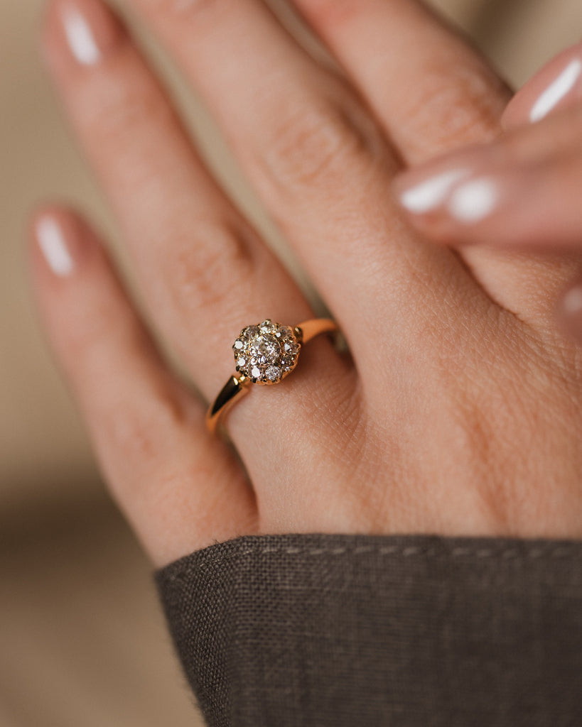 Cosette Antique 15ct Gold Diamond Cluster Ring