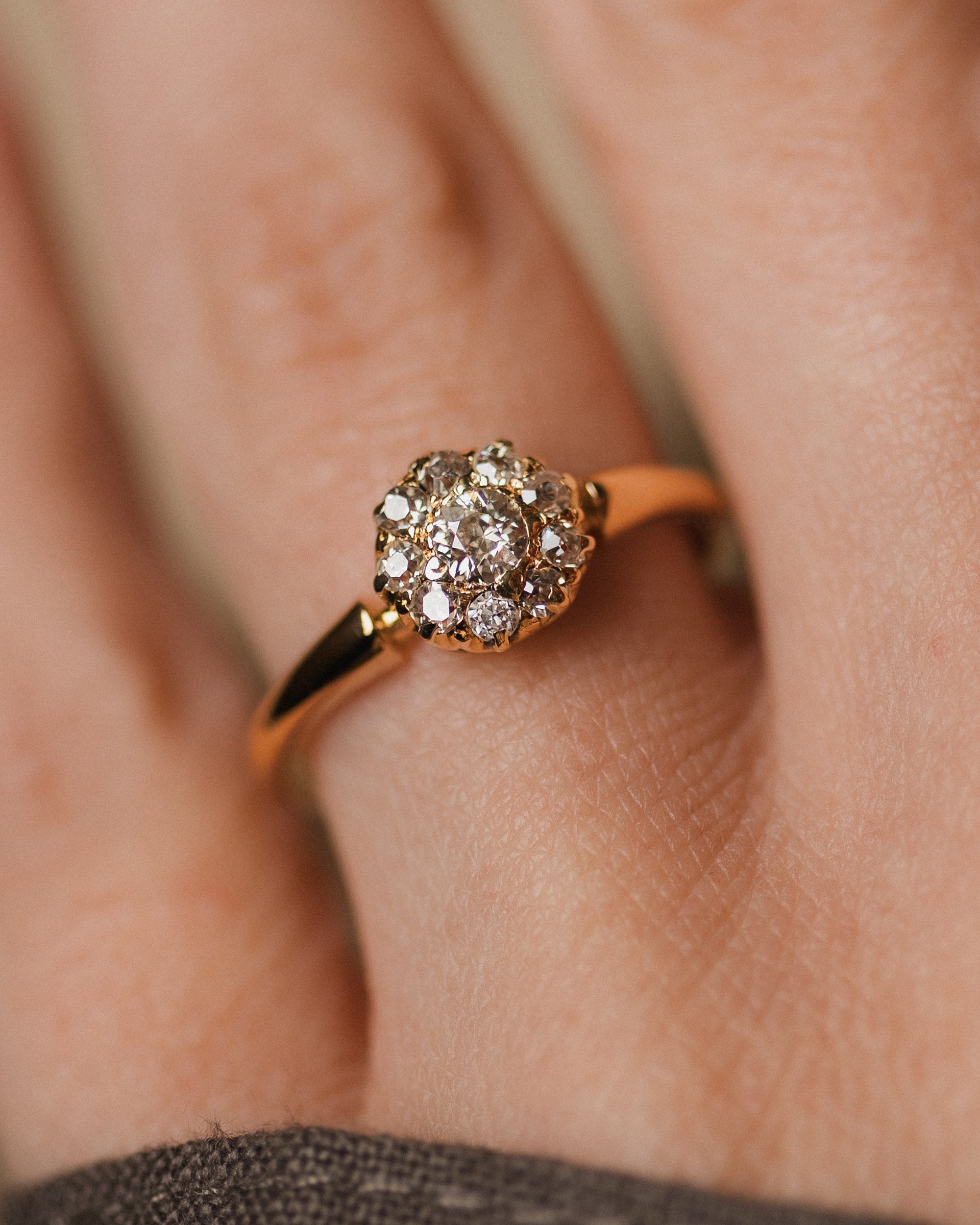 Cosette Antique 15ct Gold Diamond Cluster Ring
