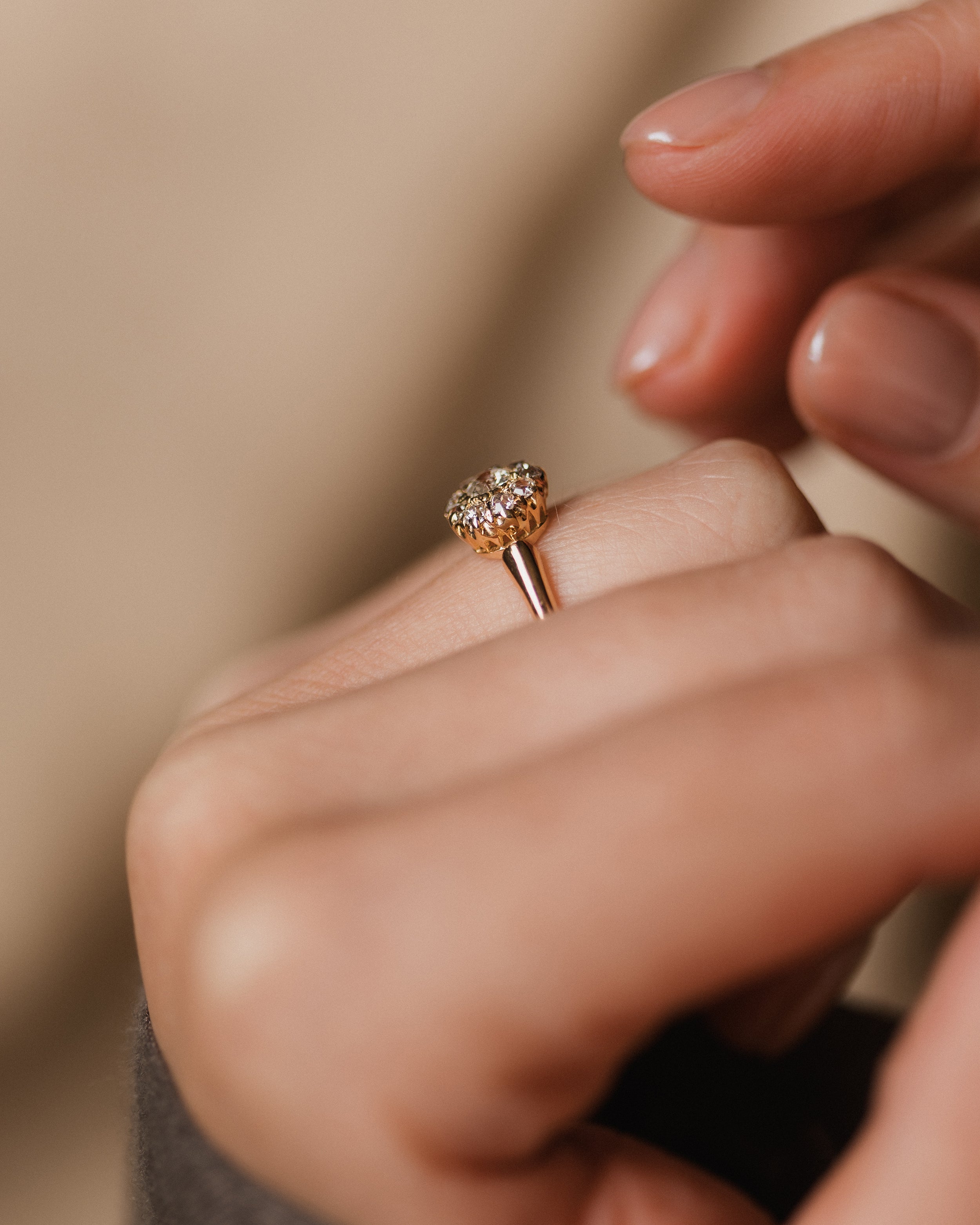 Cosette Antique 15ct Gold Diamond Cluster Ring