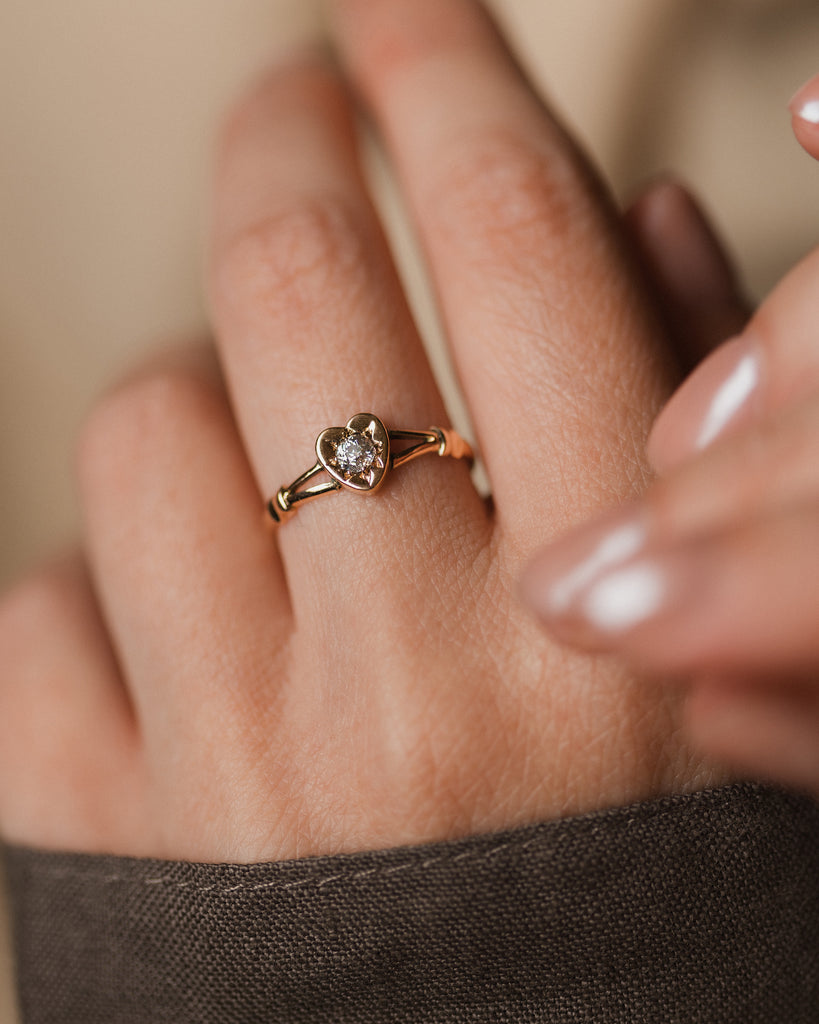 Juliette 1895 Antique 9ct Gold Diamond Heart Ring