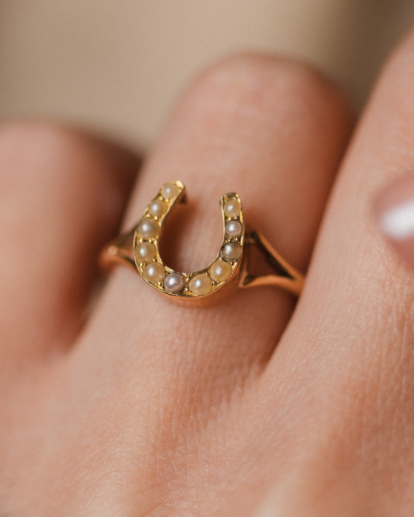 Margot Antique 9ct Gold Pearl Horseshoe Ring