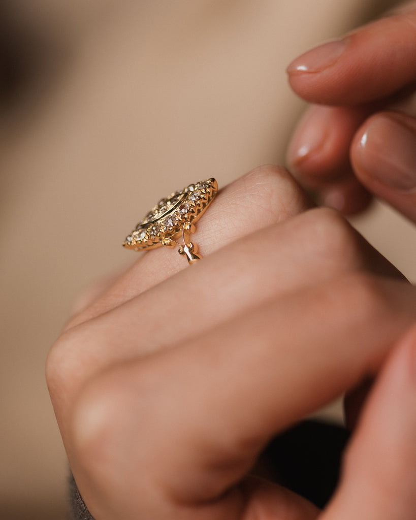 Verity Antique 18ct Gold Diamond Marquise Cluster Ring