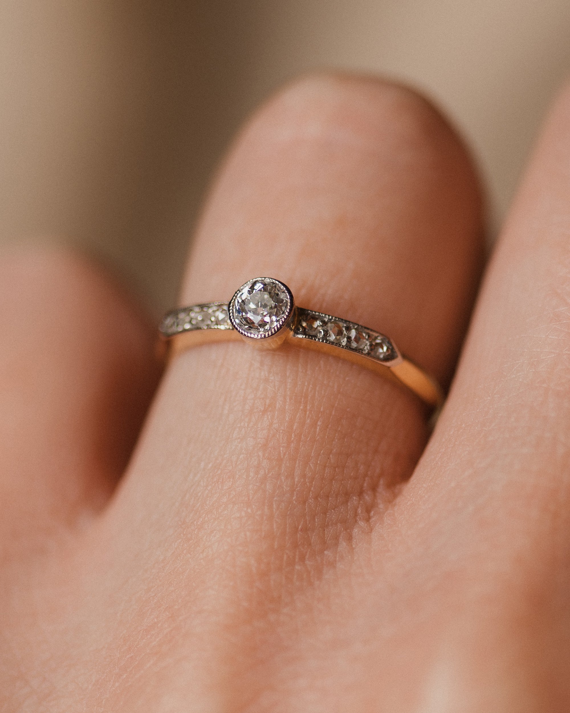 Primrose Antique Art Deco 18ct Gold Diamond Half Hoop Ring