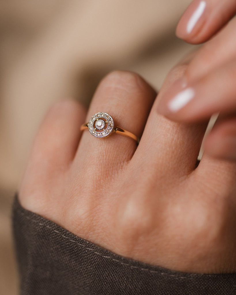 Penny Antique Art Deco 18ct Gold Diamond Target Ring
