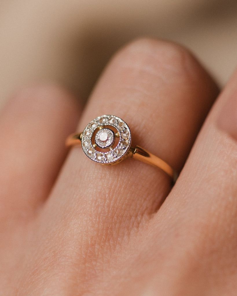 Penny Antique Art Deco 18ct Gold Diamond Target Ring
