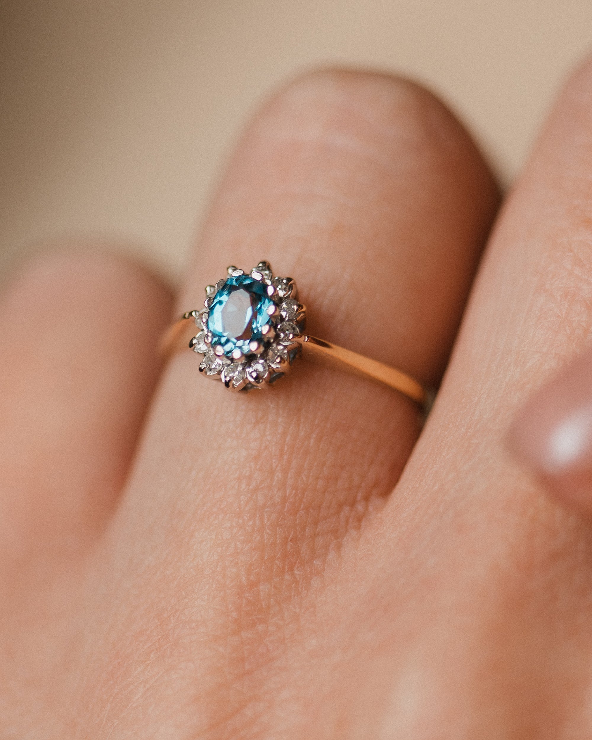 Tillie 1988 Vintage 9ct Gold Topaz & Diamond Cluster Ring