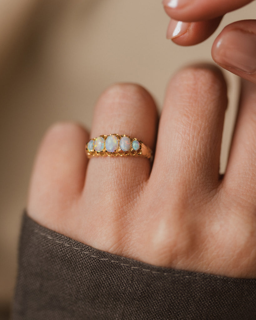 Clarice 1902 Antique 18ct Gold Opal Five Stone Ring
