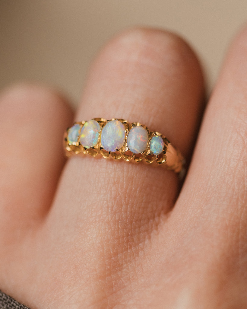 Clarice 1902 Antique 18ct Gold Opal Five Stone Ring