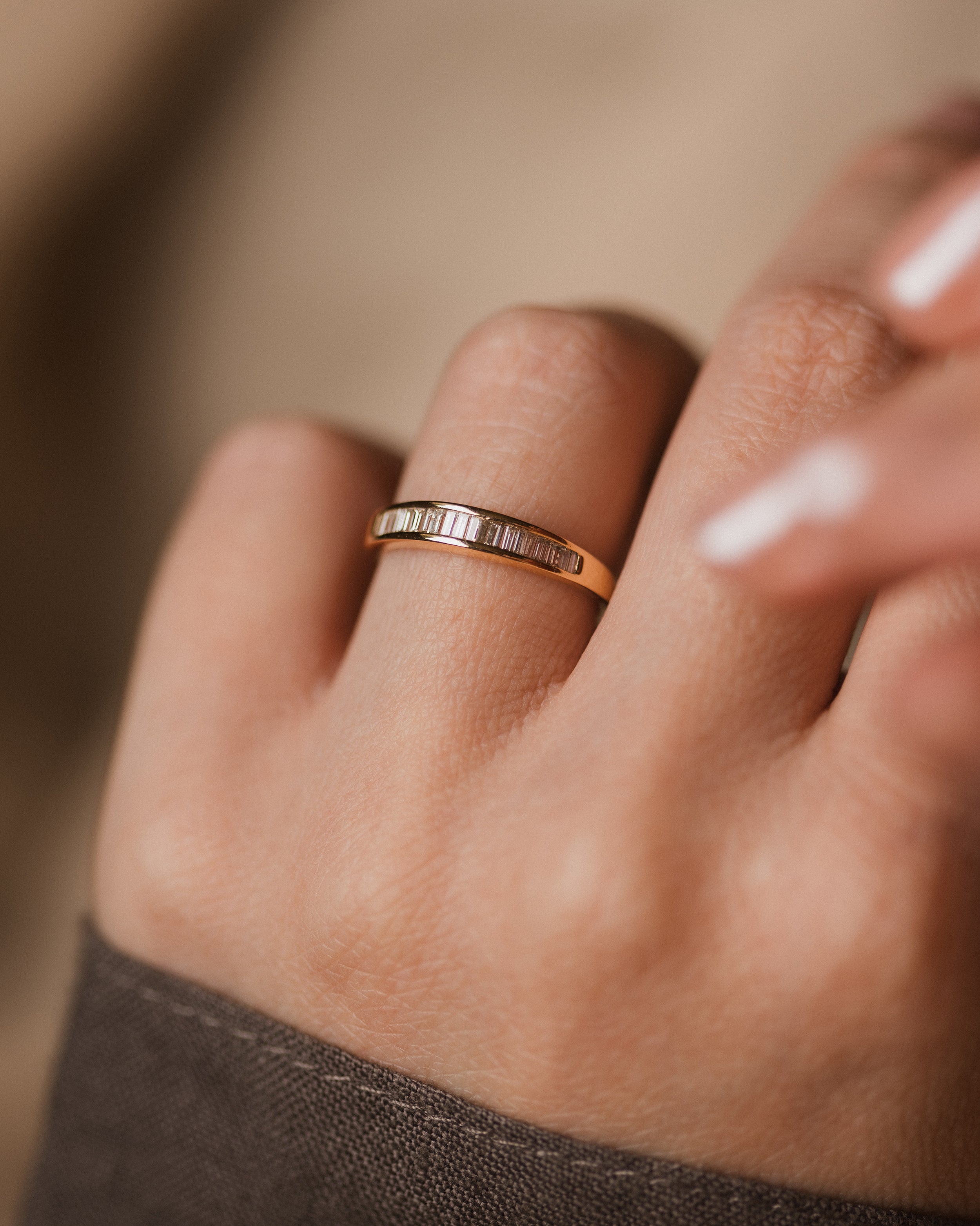 Image of Sacha Vintage 9ct Gold Diamond Half Eternity Ring