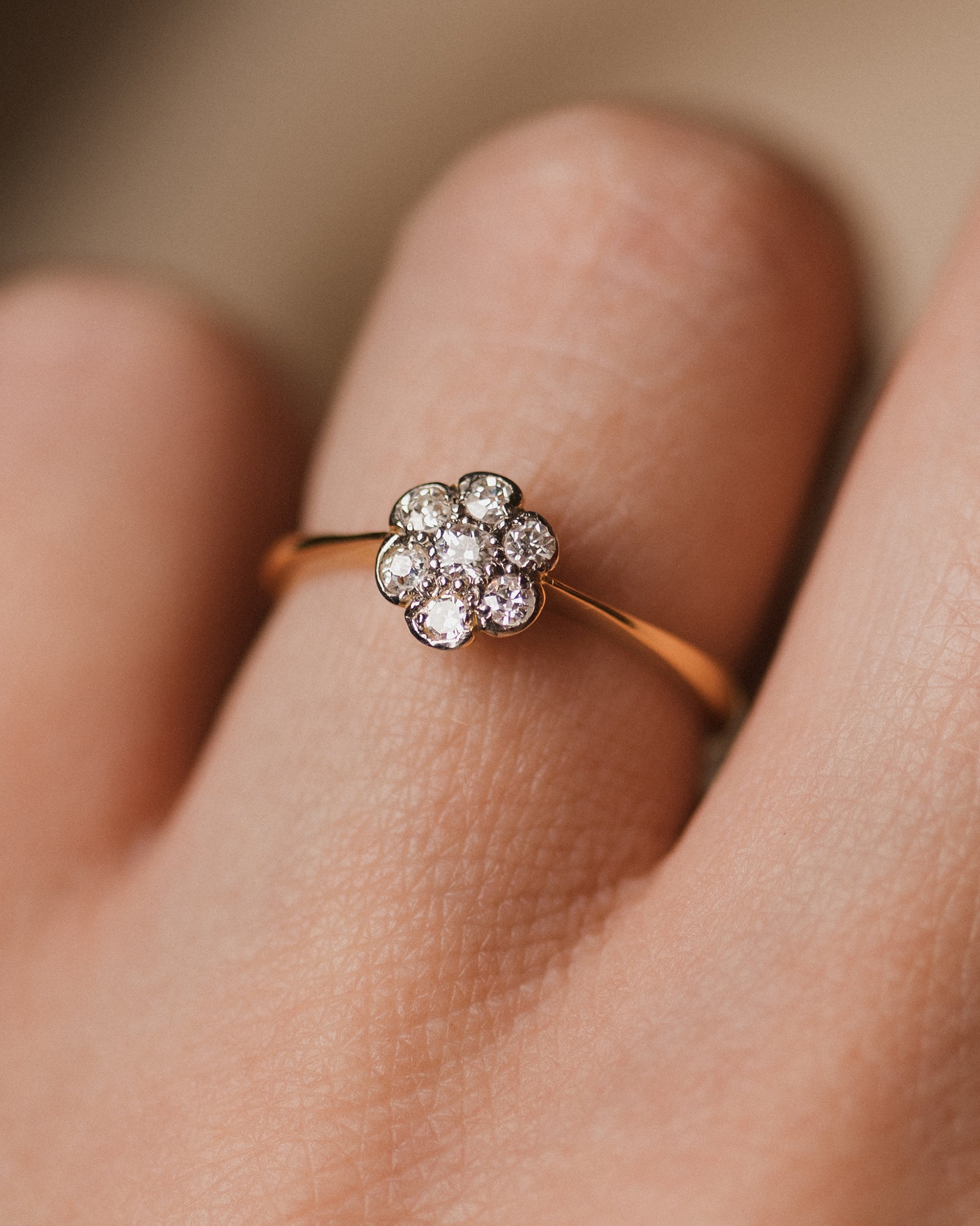 Ivy Antique 18ct Gold Diamond Daisy Cluster Ring