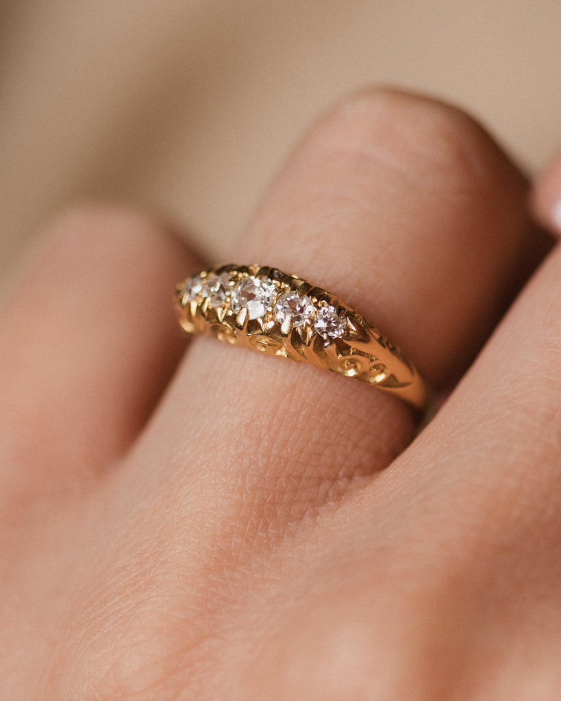 Noelle 1908 Antique 18ct Gold Diamond Five Stone Ring