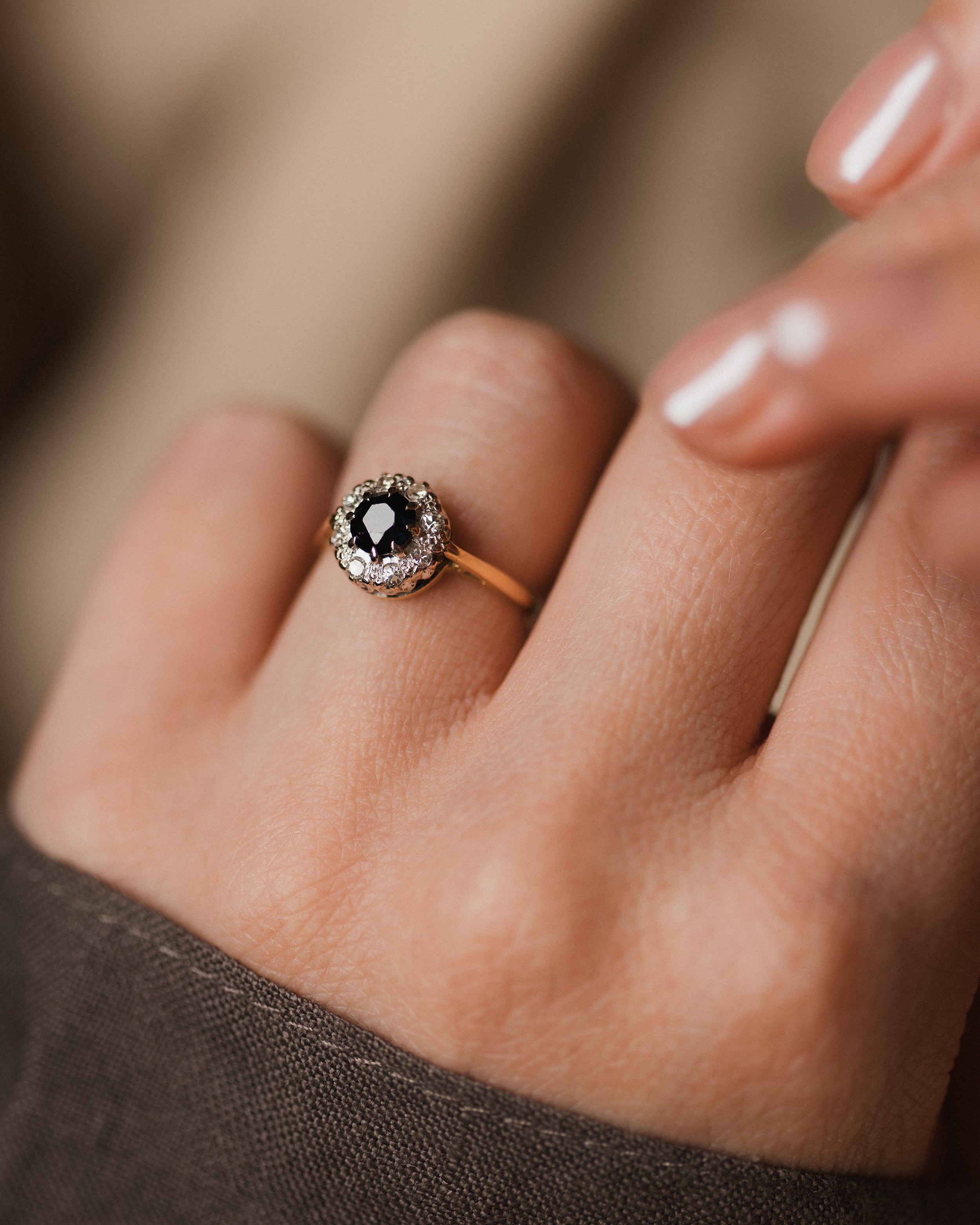 Bridget Vintage 18ct Gold Sapphire & Diamond Cluster Ring
