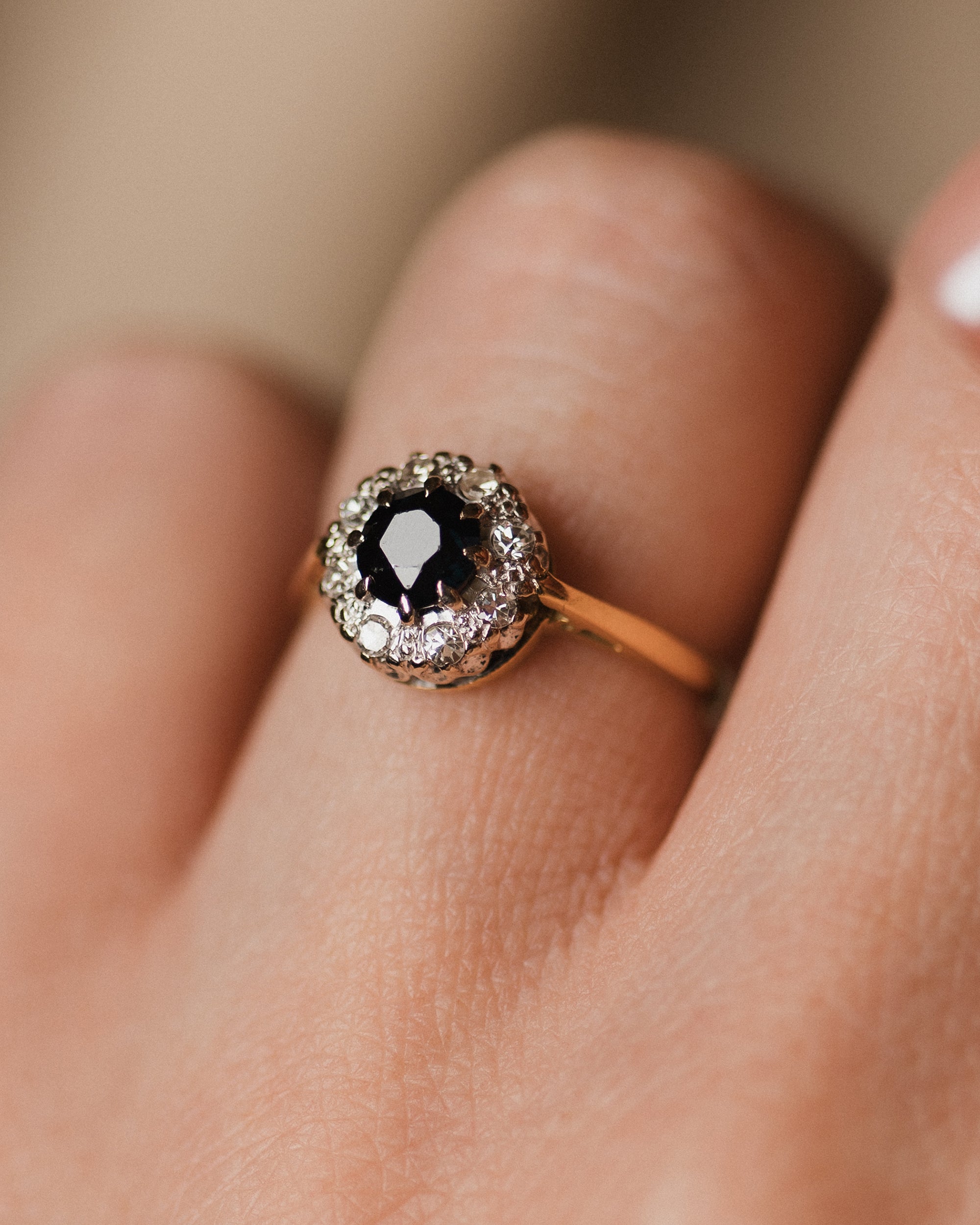 Bridget Vintage 18ct Gold Sapphire & Diamond Cluster Ring