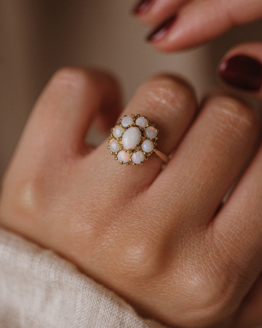 Dorothy 1973 Vintage 9ct Gold Opal Cluster Ring
