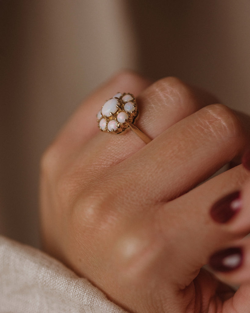 Dorothy 1973 Vintage 9ct Gold Opal Cluster Ring