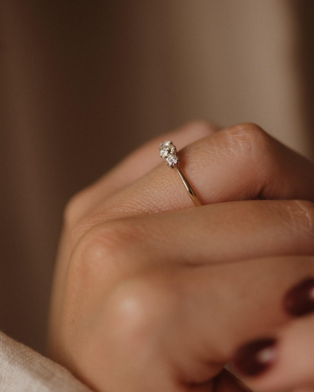 Jacinta Antique 18ct Gold Diamond Trilogy Ring