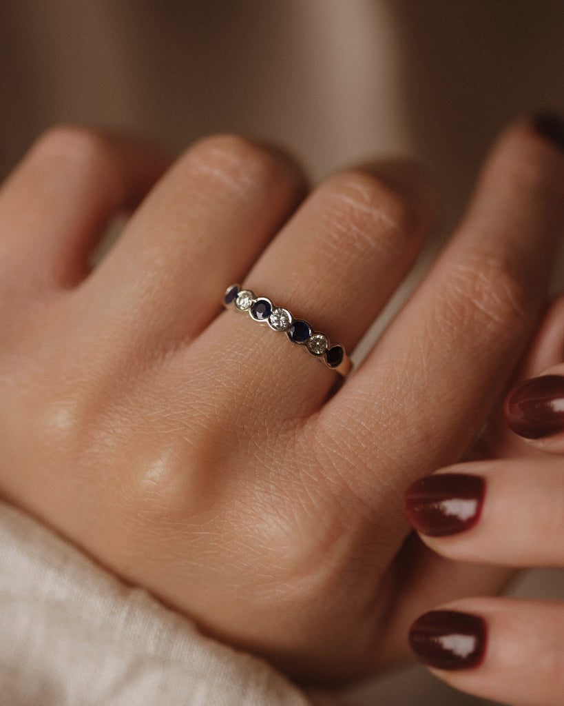 Irina Vintage 18ct Gold Sapphire & Diamond Half Eternity Ring