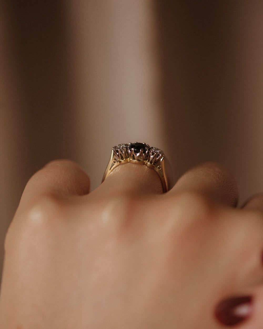 Gisella 1975 Vintage 18ct Gold Sapphire & Diamond Trilogy Ring
