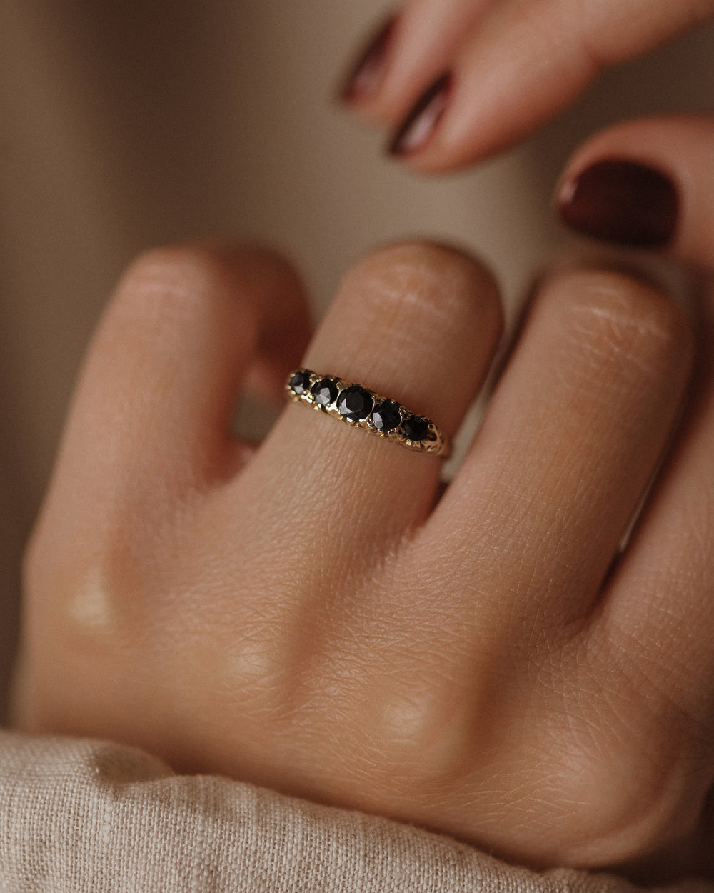 Ethel 1989 Vintage 9ct Gold Sapphire Five Stone Ring