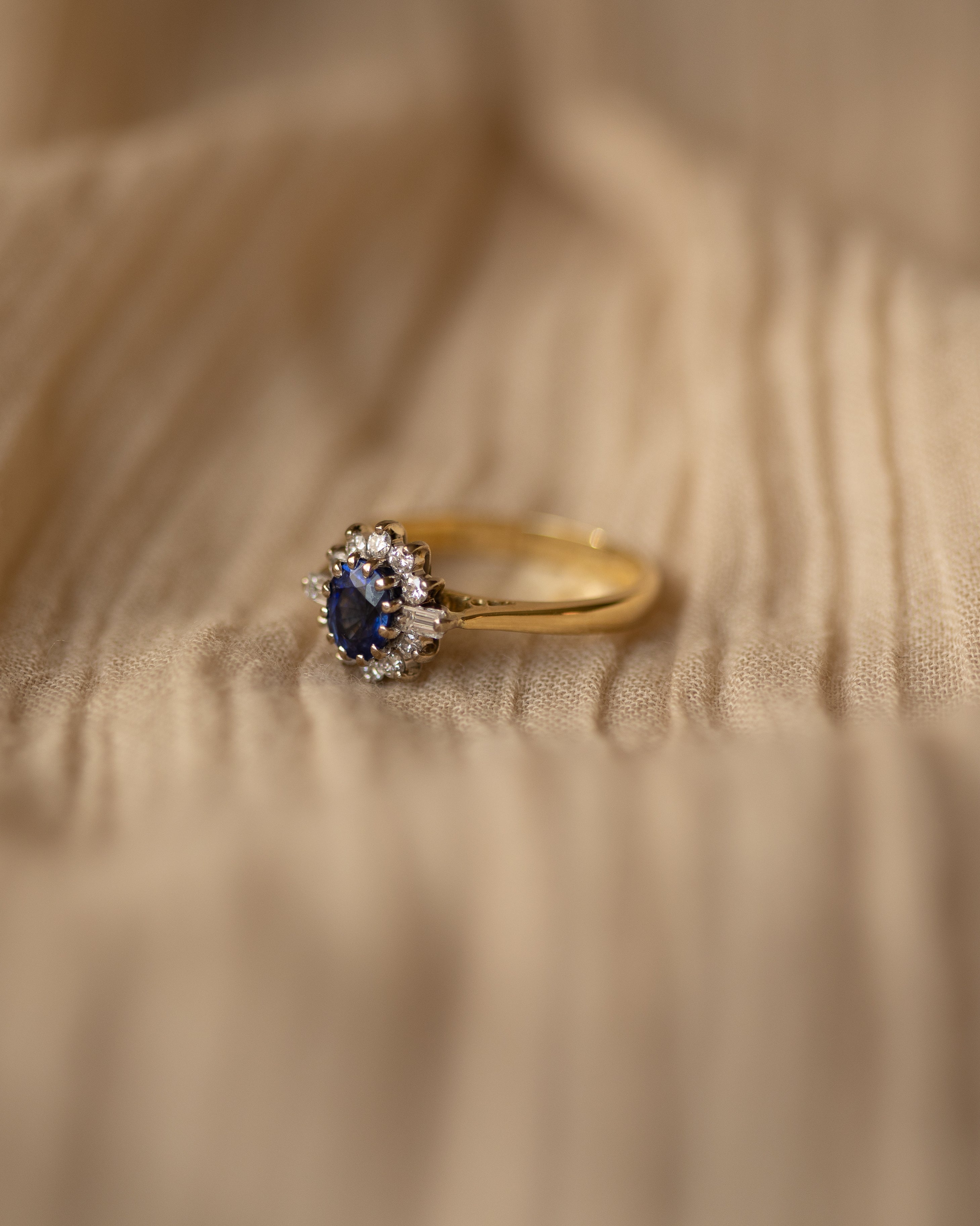 Ottilie Vintage 18ct Gold Sapphire & Diamond Cluster Ring