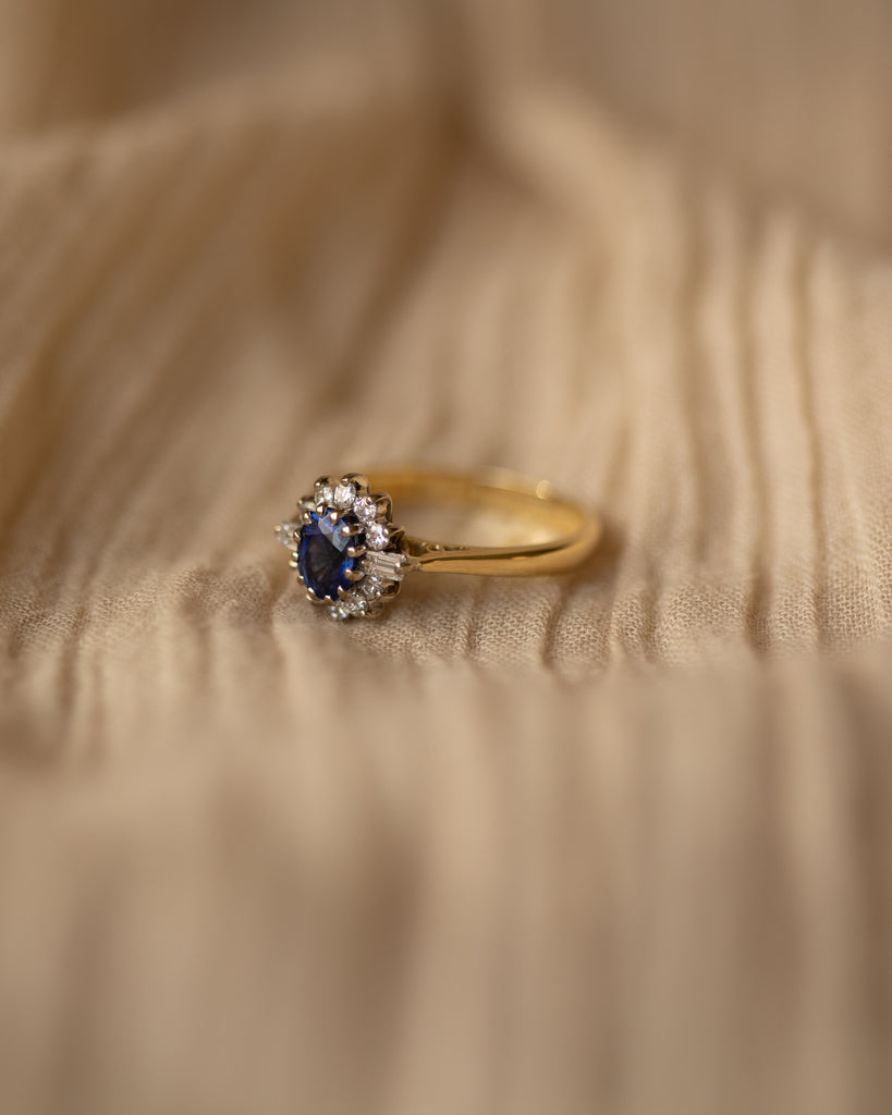 Ottilie Vintage 18ct Gold Sapphire & Diamond Cluster Ring
