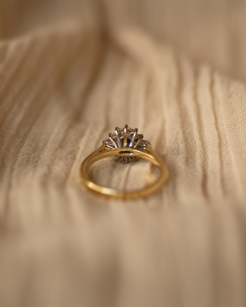 Ottilie Vintage 18ct Gold Sapphire & Diamond Cluster Ring