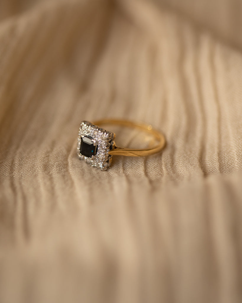 Brigitte 1966 Vintage 18ct Gold Sapphire & Diamond Cluster Ring