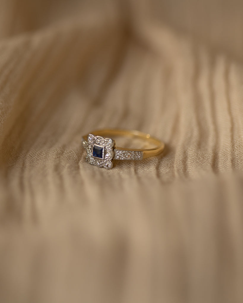 Agnes Antique Art Deco 18ct Gold Sapphire & Diamond Ring