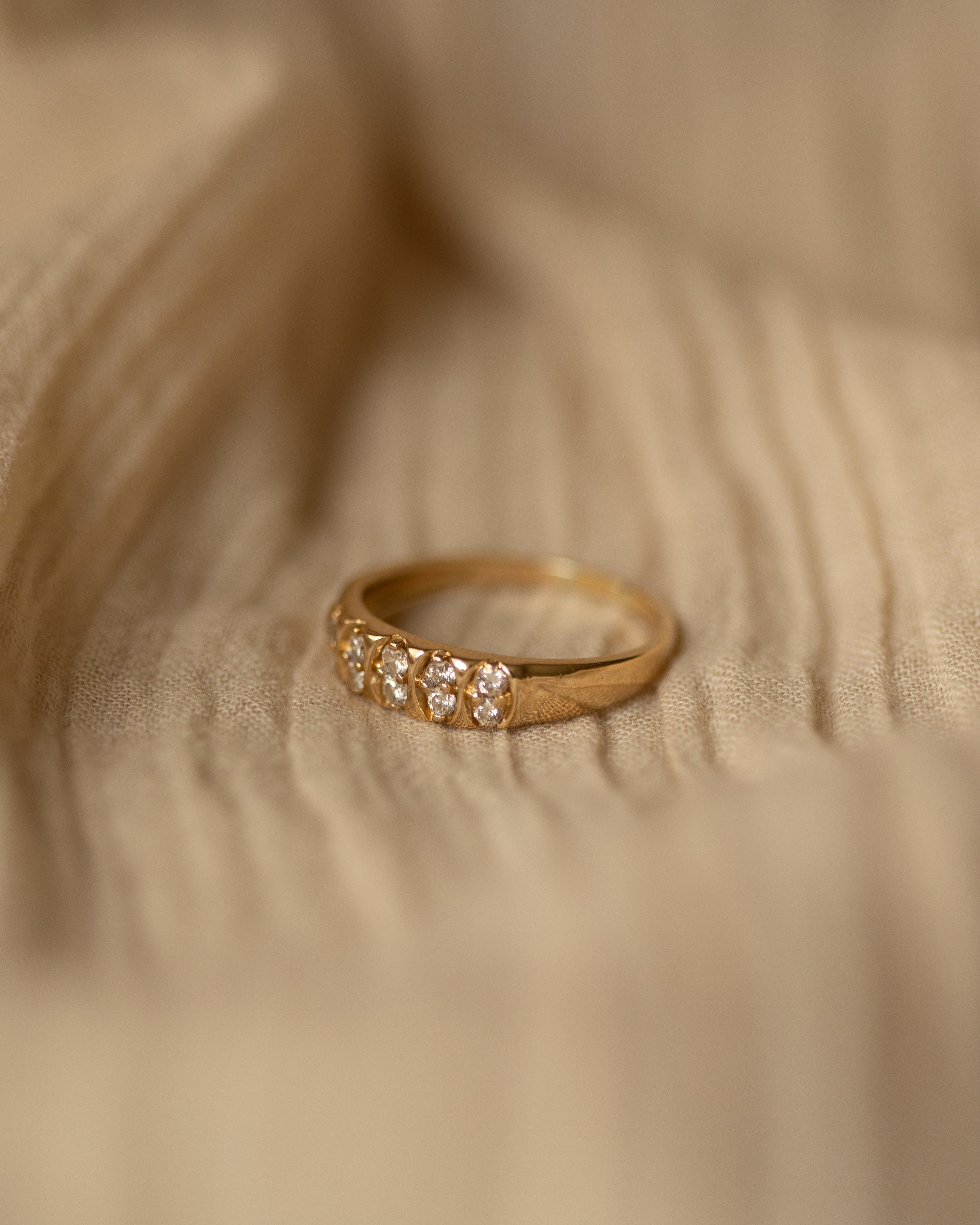 Emmy Vintage 18ct Gold Diamond Two-Row Ring