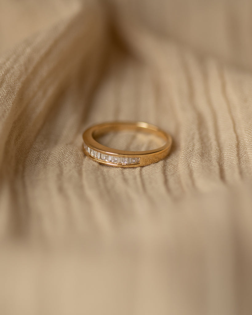 Phoebe 1965 Vintage 18ct Gold Baguette Cut Diamond Half Eternity Ring